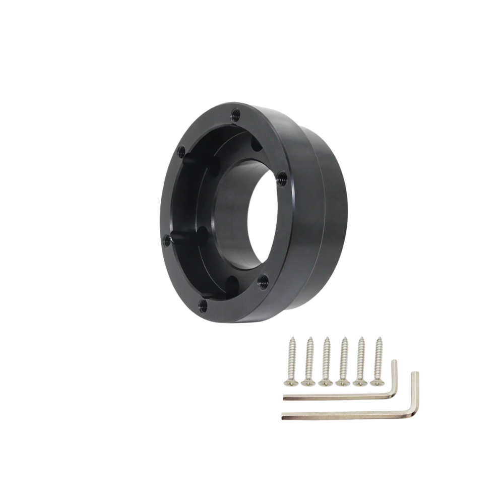 Black steering wheel adapter kit for Logitech G29/G920/G923 with screws and hex keys, sim racing component
