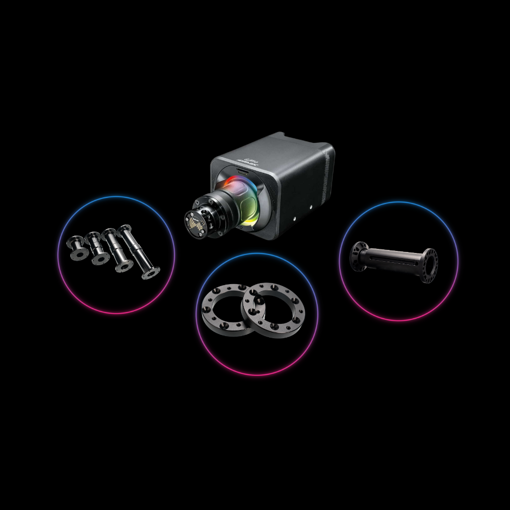 Simagic Alpha EVO extension system components - adapter rods & mounting hardware for sim racing setup