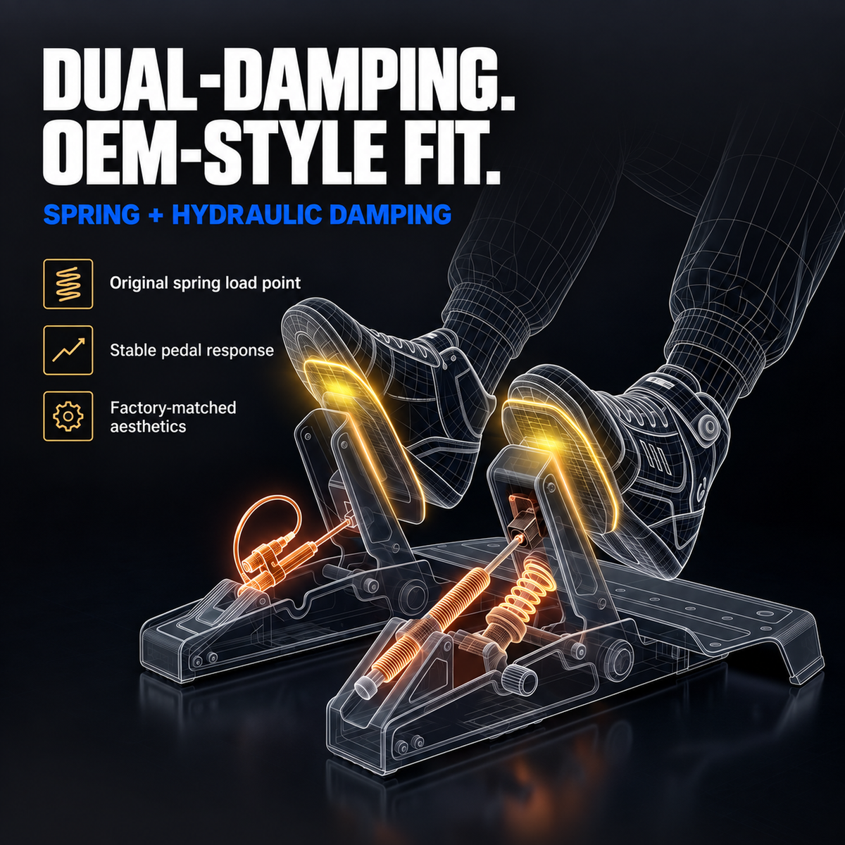 Hydraulic Damper Upgrade Kit for Logitech RS/RS50 Pedals
