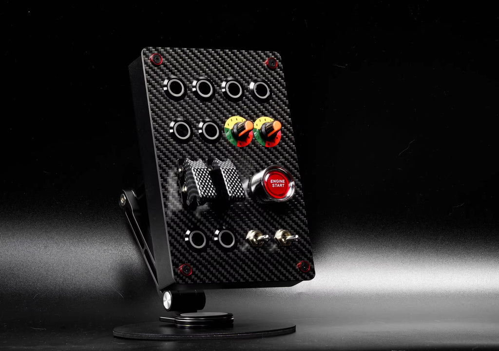 Carbon fiber SimNanmu Button Box with red Engine Start button for sim racing accessories