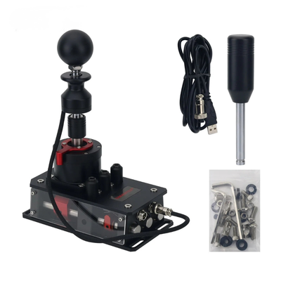 Simvertex V7 H-Pattern sequential shifter w/black ball top, red accents, transparent base, USB cable & accessories - IGNI RACING