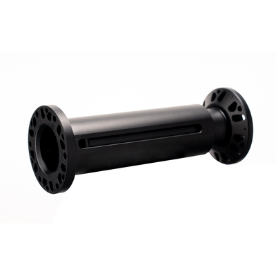 Black adjustable shaft extension for Simagic Alpha EVO with perforated flanges