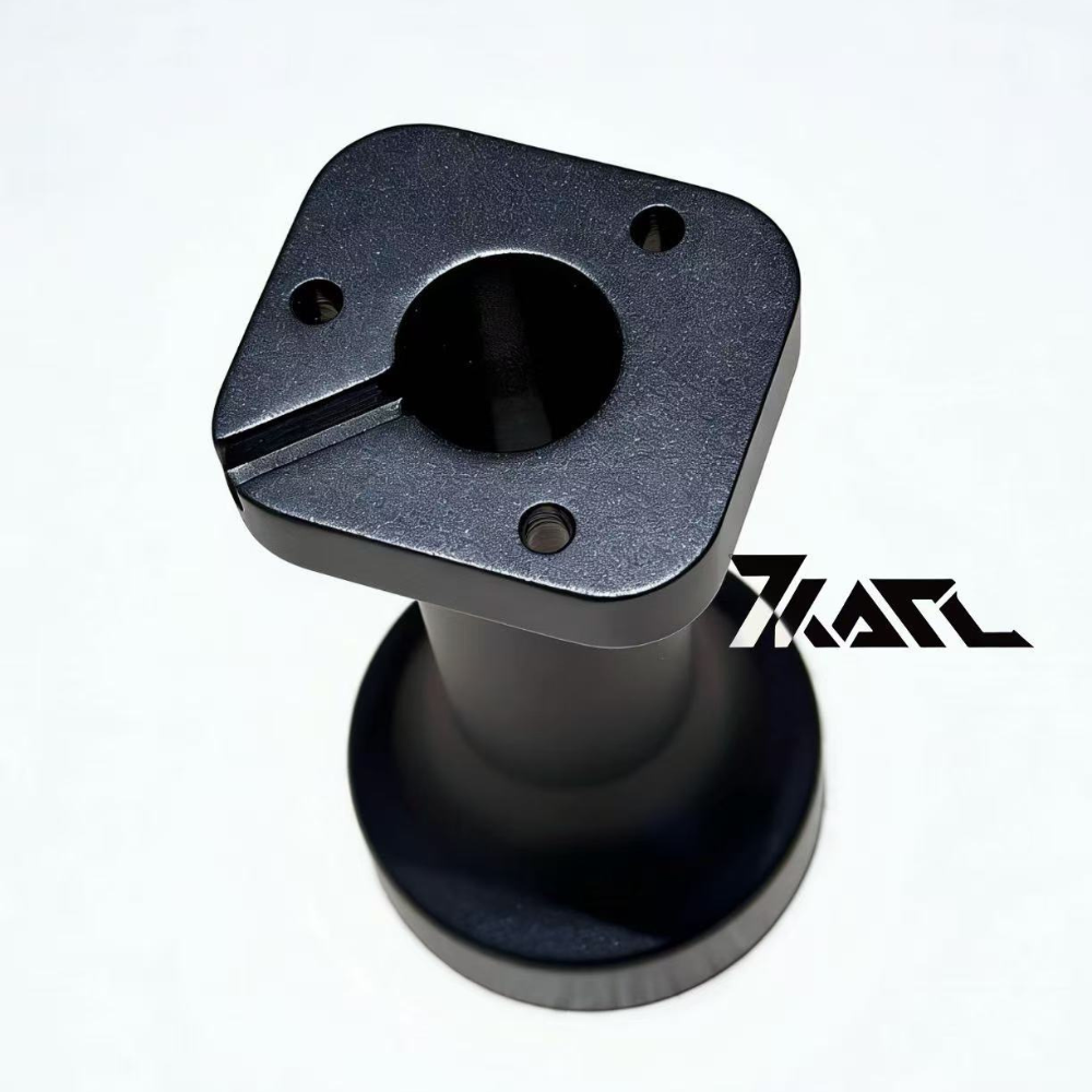 Custom black aluminum sim racing mount by ZATL, designed for sim setups