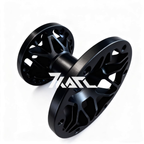 Bespoke black aluminum sim racing wheel hubs by IGNI RACING, sleek matte finish