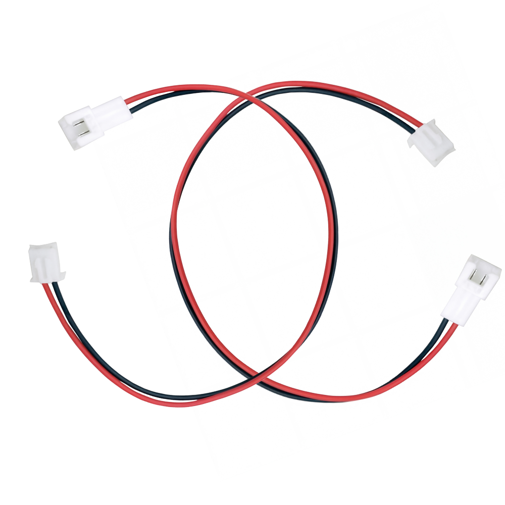 Red and black wire extension cables with white plastic connectors for sim racing accessories by IGNI RACING