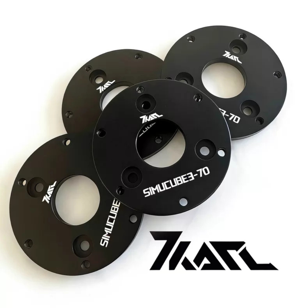 Black aluminum 70mm adapter set for Simucube 3 by 7KARL - sim racing accessory