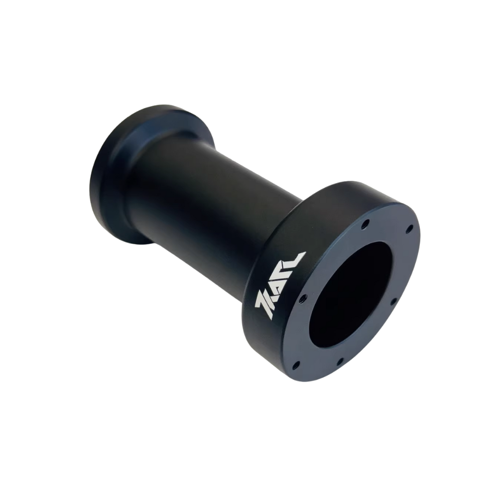 Matte black KARL extender for Simucube 2 with branded design