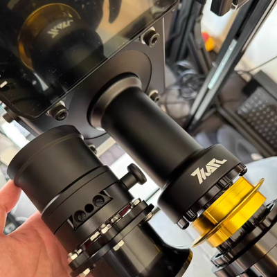 Black KARL extender with gold accents for Simucube 2, sim racing accessory