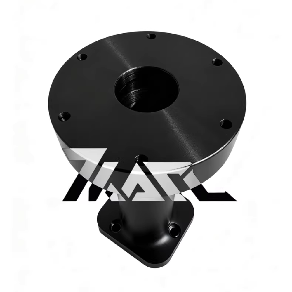 Black KARL extender component for Simucube 3 with mounting holes