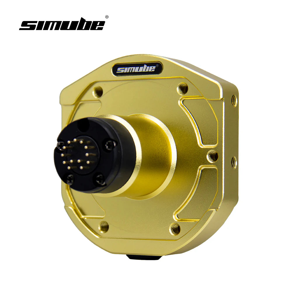 Gold mechanical component with black center on a white background, featuring the Simube brand.