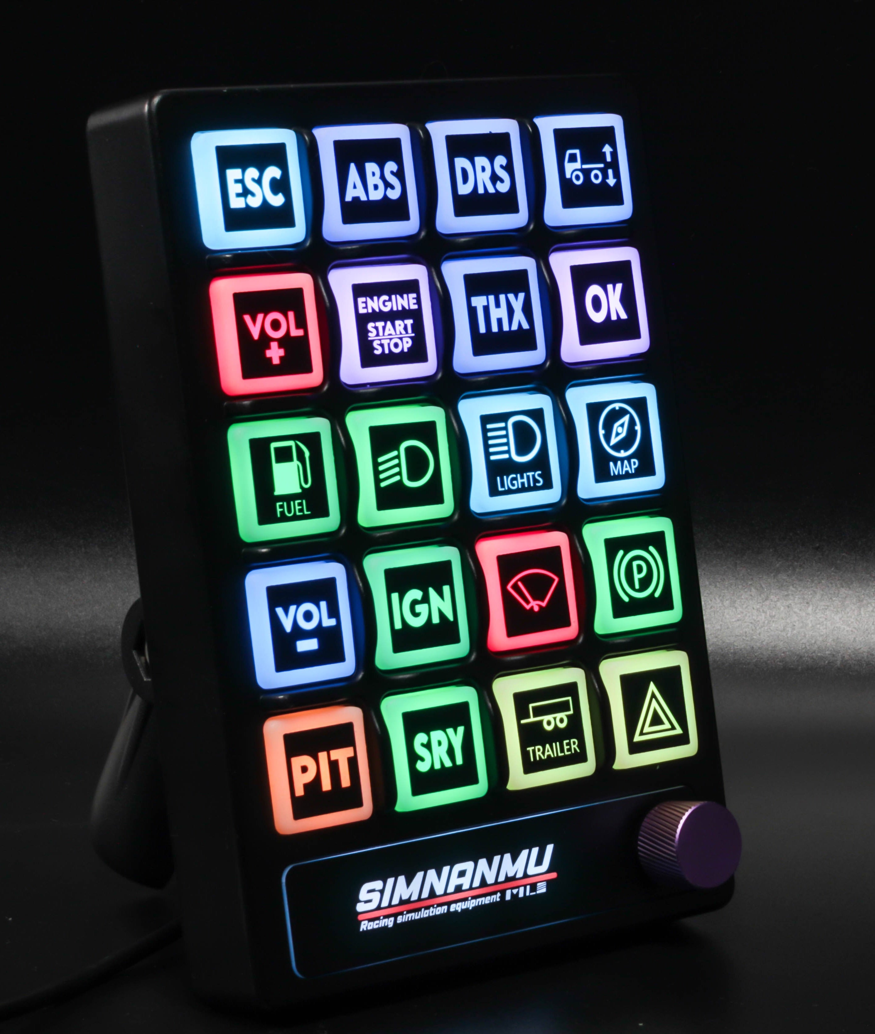SIMNANMU PA1 RGB switch panel with multicolored illuminated buttons for sim racing