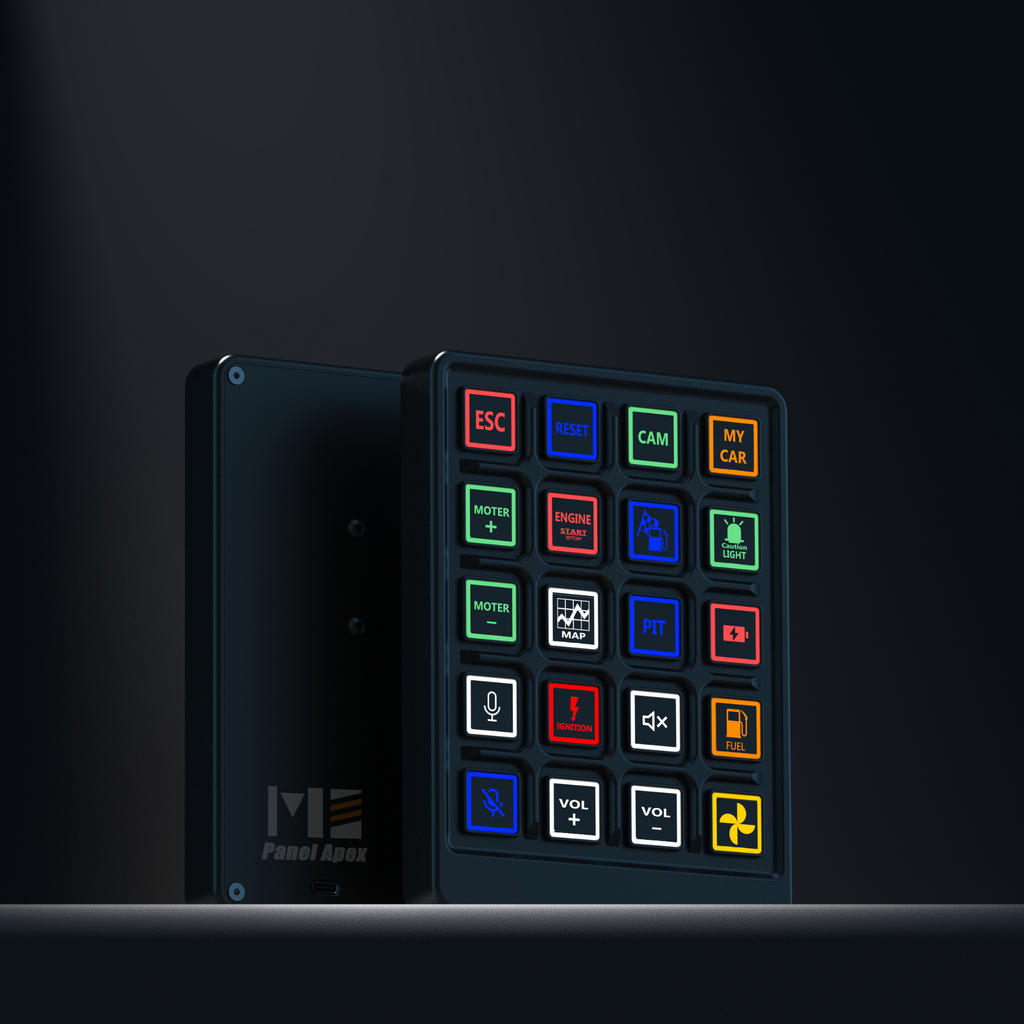 SimNanmu Panel Apex 2 - black sim racing control panel with colorful function buttons