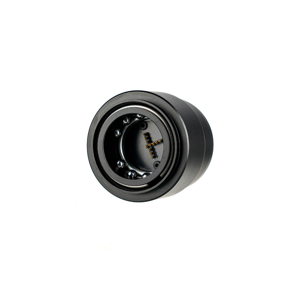Black shaft extension component with metallic interior for sim racing accessories