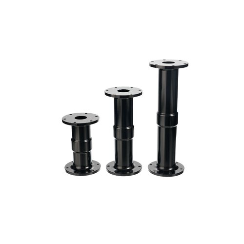 Three black metal shaft extensions in various sizes for Simagic Alpha series