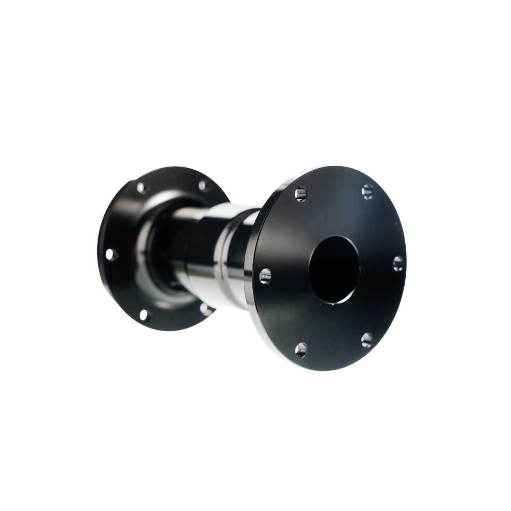 Black and silver shaft extension component for Simagic Alpha Series, sim racing hardware by IGNI RACING