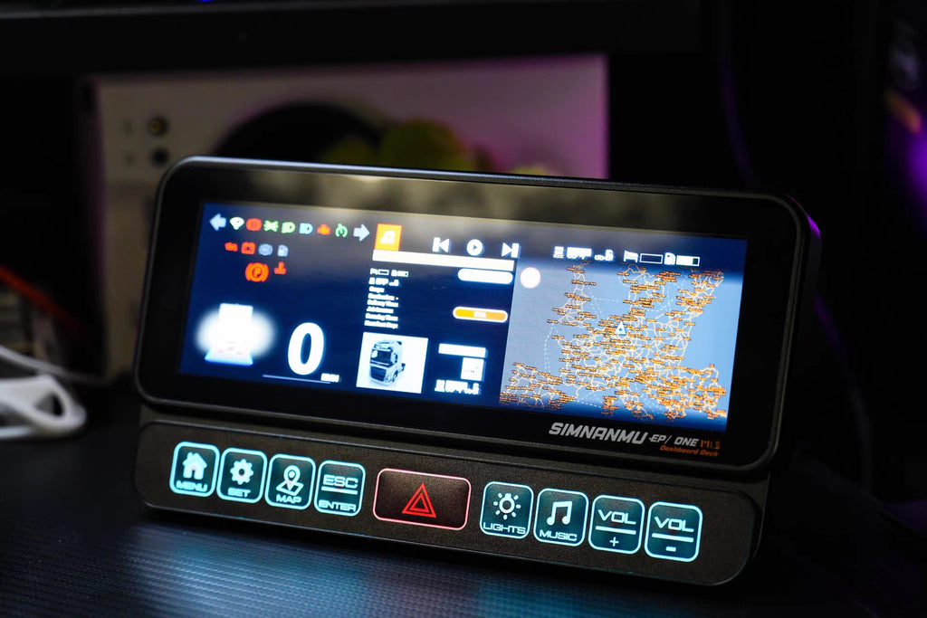 SimNanmu Trucksim Dashboard with illuminated controls and digital interface