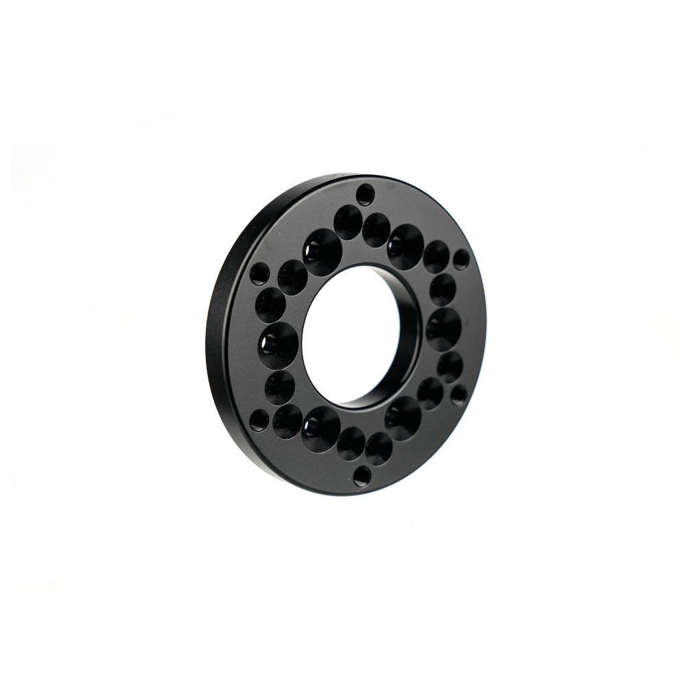 Black universal 70mm PCD adapter for sim racing by IGNI RACING