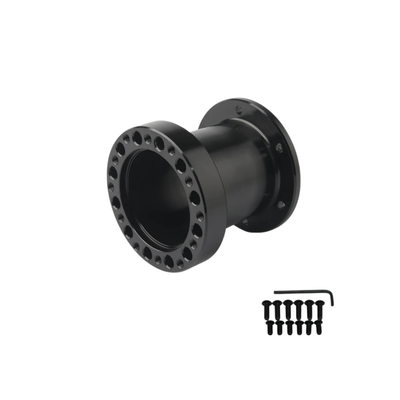 Black metal steering wheel spacer with mounting flange & hardware kit - IGNi Racing sim racing accessories