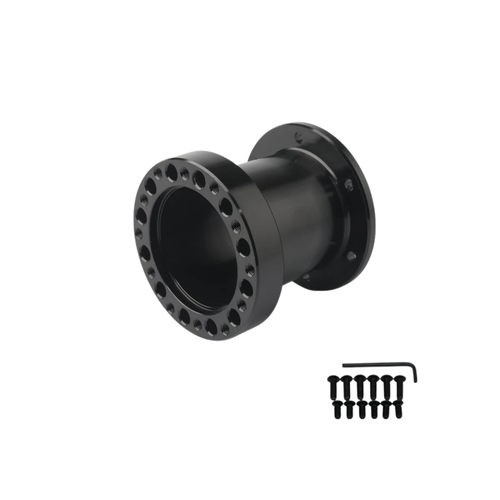 Black metal steering wheel spacer with mounting flange & hardware kit - IGNi Racing sim racing accessories