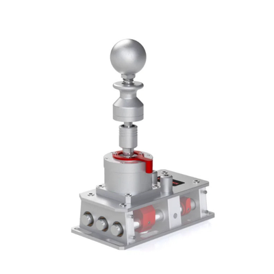 Simvertex V7 H-pattern sequential shifter with silver aluminum base and red accents for sim racing